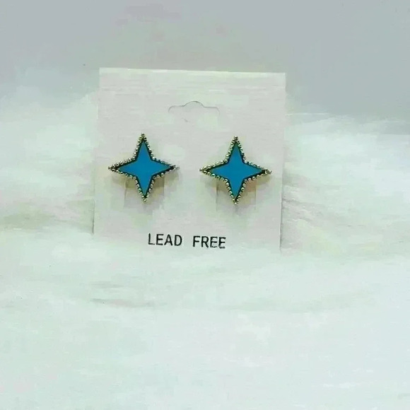 Blue Star Stud Earrings - Picture 1 of 3